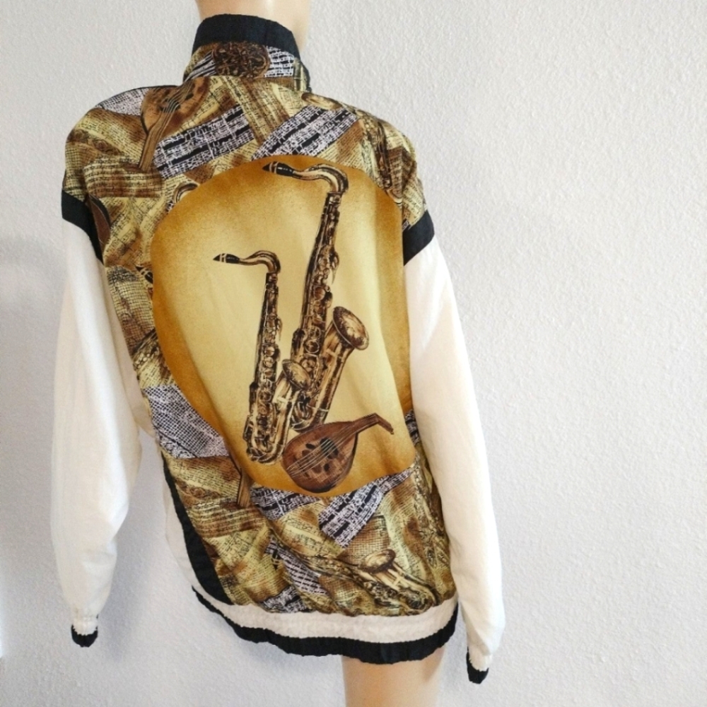 Vintage Braetan saxophone jacket shoulder pads batwing sleeve Small